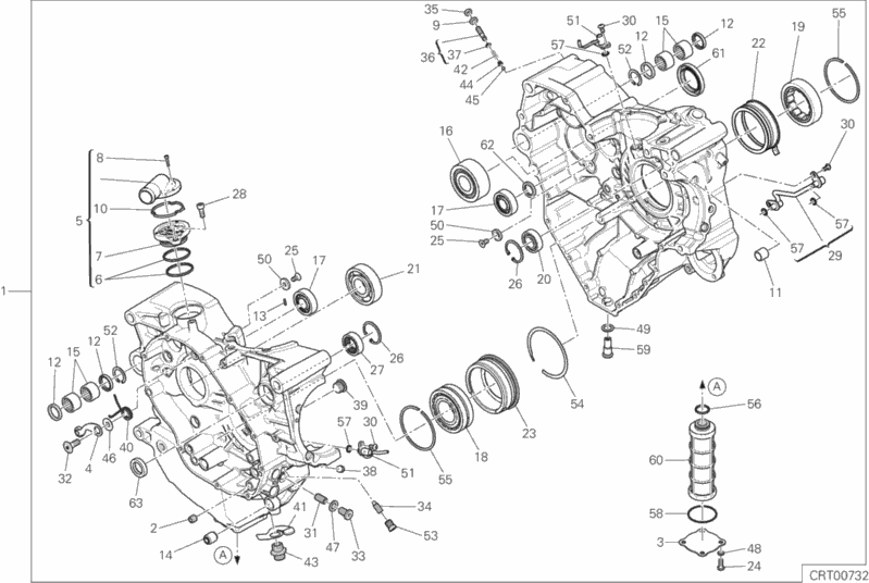 Alle Teile für das 010 - Paar Halbkurbelgehäuse des Ducati Diavel Xdiavel Thailand 1260 2016